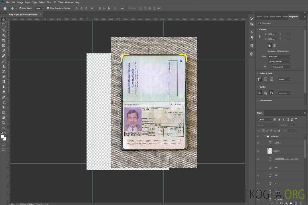 Aperçu photo du passeport d'Oman (1995-2005) template